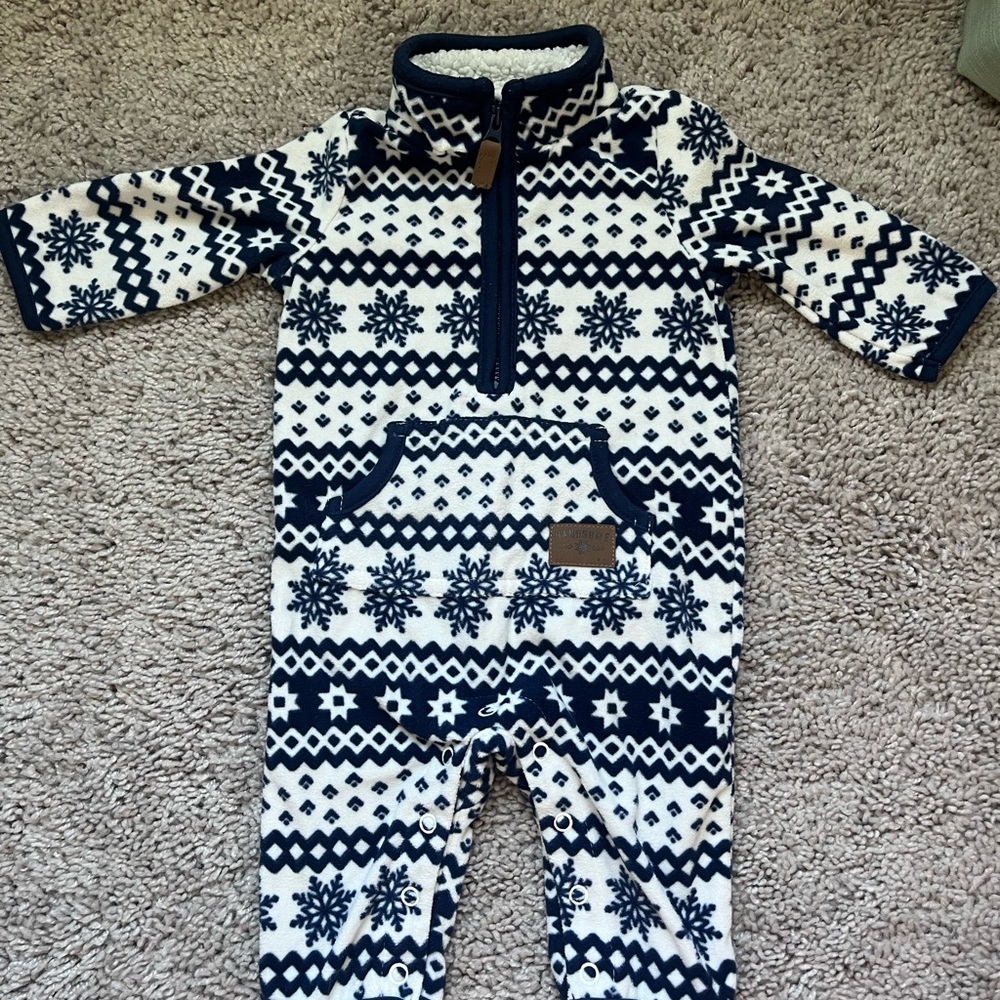 Carter's Navy and White Snowflake Footie